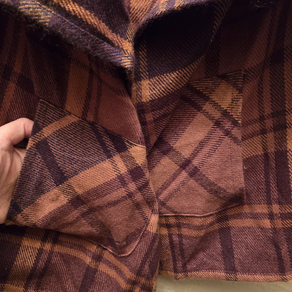 ❤️‍🔥Natural Reflections Plaid Drape Vest | Brown Rust Academia Cozy Layer - Picture 7 of 9